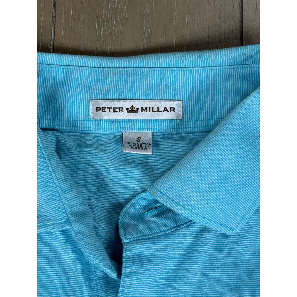 Peter Millar Riviera Country Club Polo Shirt Mens Small‎ Light Blue Striped Golf - Picture 5 of 11